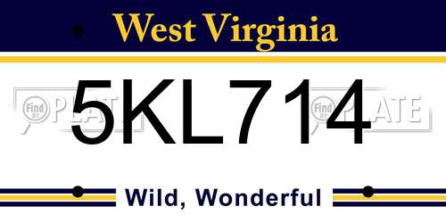 5KL714 West Virginia License Plate