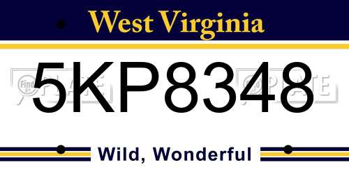 5KP8348 West Virginia License Plate