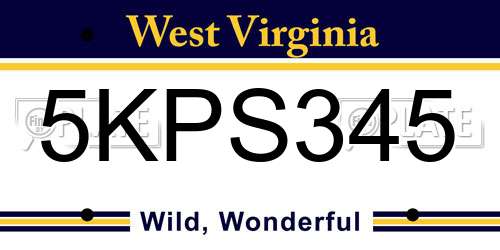 5KPS345 West Virginia License Plate