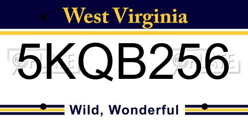 5KQB256 West Virginia License Plate