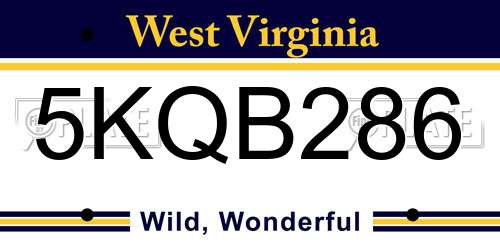 5KQB286 West Virginia License Plate