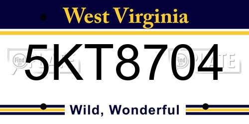 5KT8704 West Virginia License Plate