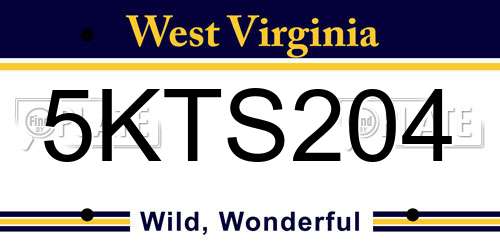 5KTS204 West Virginia License Plate