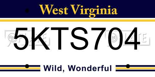 5KTS704 West Virginia License Plate