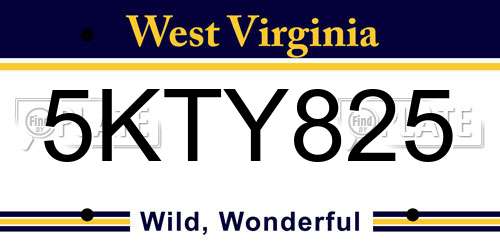 5KTY825 West Virginia License Plate