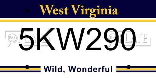 5KW290 West Virginia License Plate