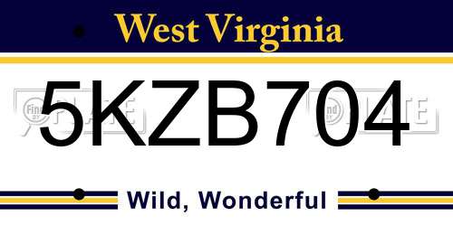 5KZB704 West Virginia License Plate