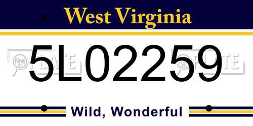 5L02259 West Virginia License Plate