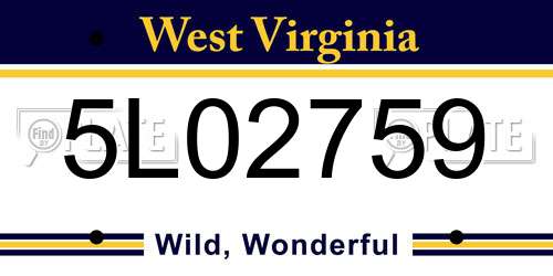 5L02759 West Virginia License Plate