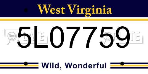5L07759 West Virginia License Plate
