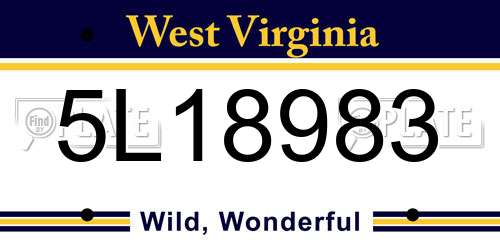 5L18983 West Virginia License Plate