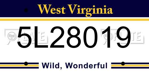 5L28019 West Virginia License Plate