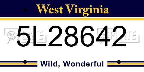 5L28642 West Virginia License Plate