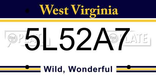 5L52A7 West Virginia License Plate