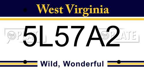 5L57A2 West Virginia License Plate