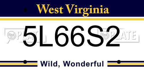 5L66S2 West Virginia License Plate
