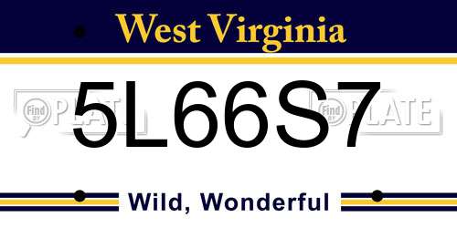 5L66S7 West Virginia License Plate