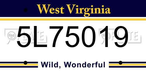 5L75019 West Virginia License Plate