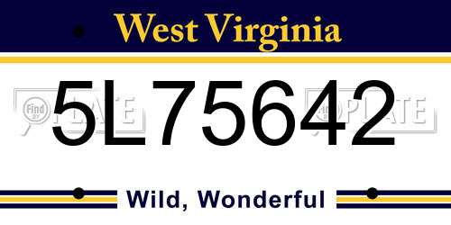 5L75642 West Virginia License Plate