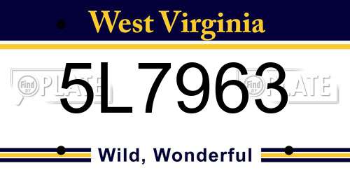 5L7963 West Virginia License Plate