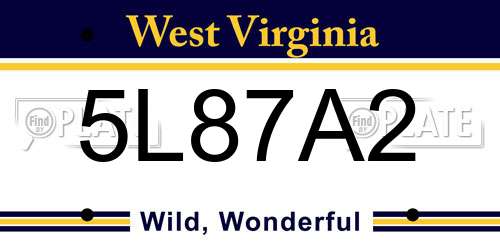 5L87A2 West Virginia License Plate