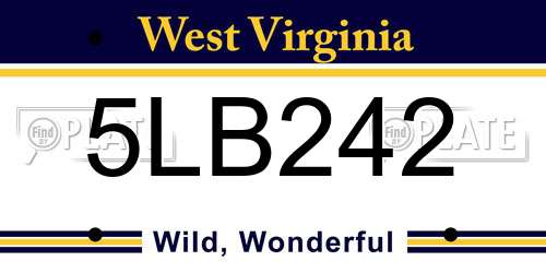 5LB242 West Virginia License Plate