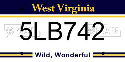 5LB742 West Virginia License Plate