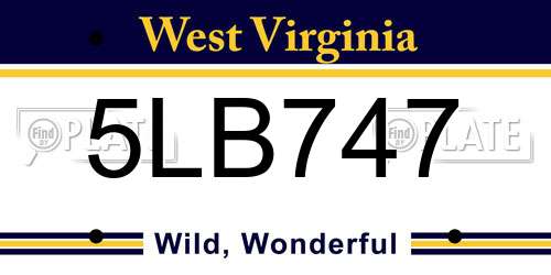 5LB747 West Virginia License Plate