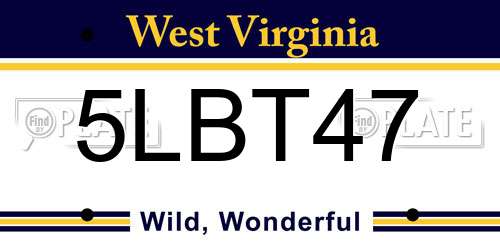 5LBT47 West Virginia License Plate