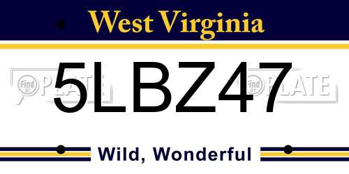 5LBZ47 West Virginia License Plate