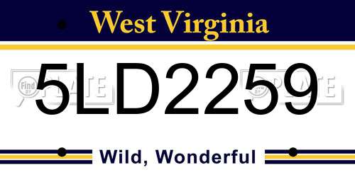5LD2259 West Virginia License Plate