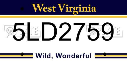 5LD2759 West Virginia License Plate