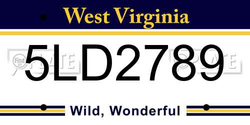 5LD2789 West Virginia License Plate