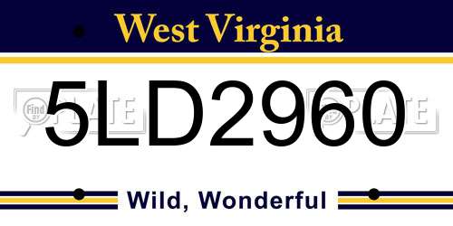 5LD2960 West Virginia License Plate
