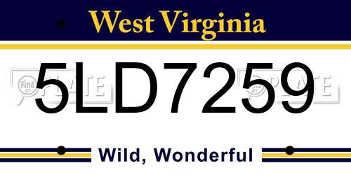 5LD7259 West Virginia License Plate