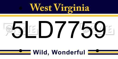 5LD7759 West Virginia License Plate