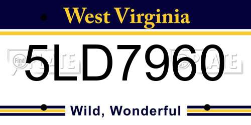 5LD7960 West Virginia License Plate
