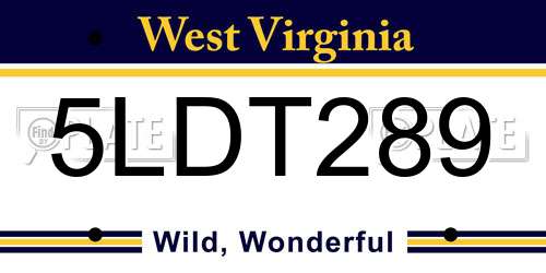 5LDT289 West Virginia License Plate