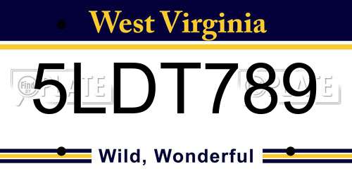 5LDT789 West Virginia License Plate