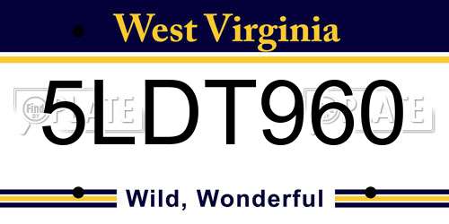 5LDT960 West Virginia License Plate
