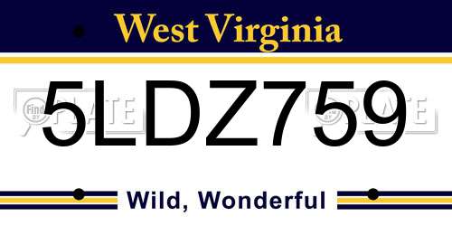 5LDZ759 West Virginia License Plate