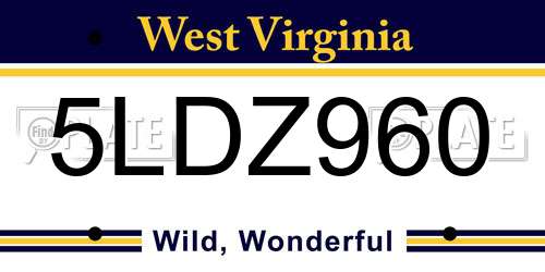 5LDZ960 West Virginia License Plate