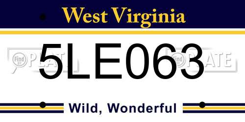 5LE063 West Virginia License Plate