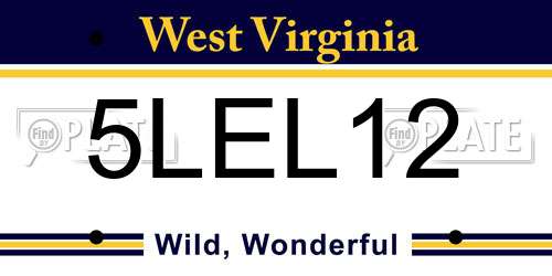 5LEL12 West Virginia License Plate