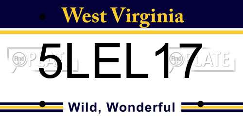 5LEL17 West Virginia License Plate