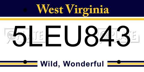 5LEU843 West Virginia License Plate