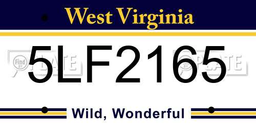 5LF2165 West Virginia License Plate