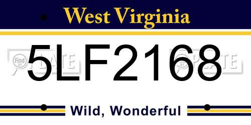 5LF2168 West Virginia License Plate