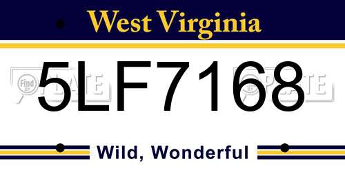 5LF7168 West Virginia License Plate