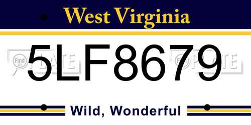 5LF8679 West Virginia License Plate